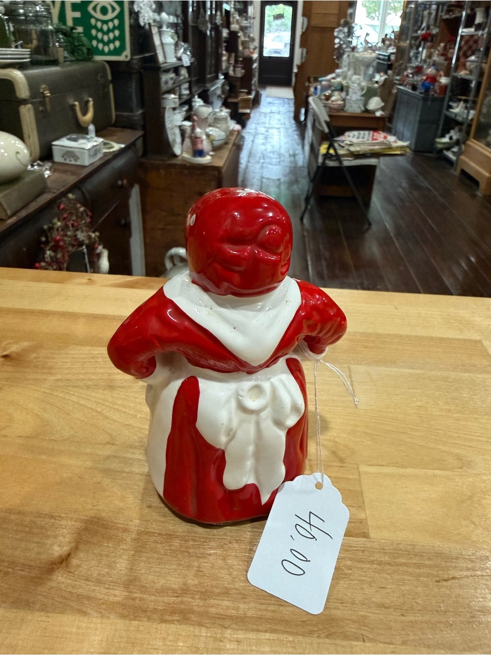 Vintage Red and White Ceramic woman Bell - Picture 3 of 7